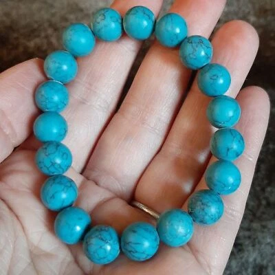 Pulsera Turquesa Cuentas Diciembre Piedra Natal Boho Pila Vaquera Occidental Foto 1 de 4