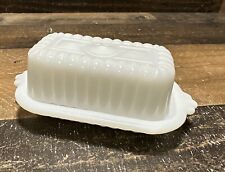 Mini White Milk Glass Butter Dish- Hazel Atlas - Half Stick