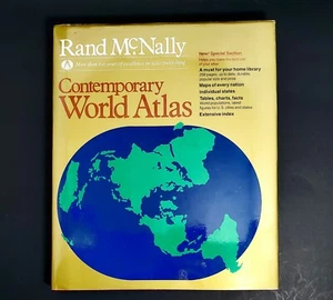 Rand McNally World Atlas Contemporary  Hardcover w Jacket Coffee Table Book VTG! - Picture 1 of 12