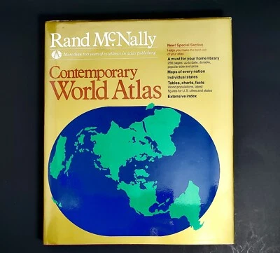 Rand McNally World Atlas Contemporary  Hardcover w Jacket Coffee Table Book VTG! - Image 1 of 4