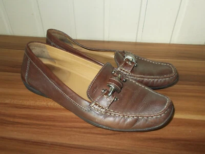 Chaussure basse mocassin à enfiler cuir marron 37,5 GEOX semelle caoutchouc - Photo 1/4