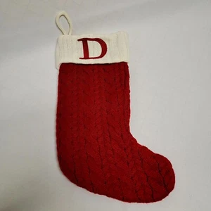 Christmas Stocking Initial D St. Nicholas Square Knitted Red and White Kohl's - Picture 1 of 10
