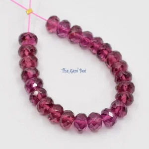 4.5mm Malawi High Grade Pink Rhodolite Garnet Faceted Rondelle Beads 3" - Picture 1 of 8