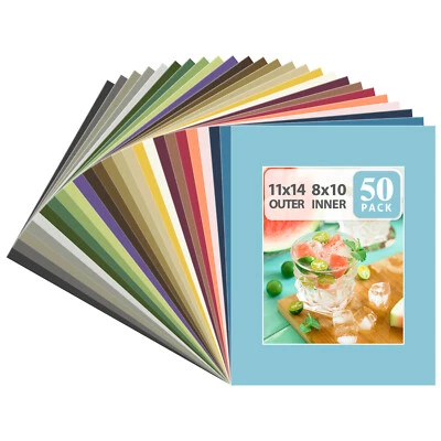 Pack de 50 tapetes de cuadro 11x14 con núcleo blanco corte biselado para foto de 8x10 Foto 1 de 4