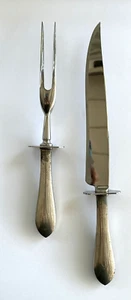 STERLING SILVER CARVING SET FRANK WHITING Monogrammed KNIFE & FORK - Picture 1 of 8