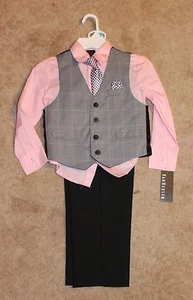 VANHEUSEN Boys' Size 5 4-PIECE SUIT (Pink/Gray) New w/ Tags - Picture 1 of 1