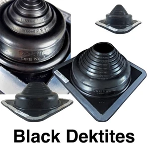 DEKTITE SQUARE PIPE FLASHING BOOT: Black EPDM Roof Flashing - Sizes #1 to #9 - Picture 1 of 10