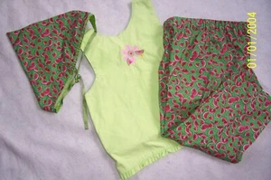 BOUTIQUE ~CHEZ AMI~ PATSY AIKEN WATERMELON TOP & NWOT CAPRIS & BANDANA Girl 8 - Picture 1 of 4