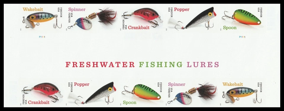 US 5965c Freshwater Fishing Lures imperf NDC header gutter block 10 MNH 2025 - Image 1 of 1