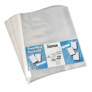 A3 portrait strong plastic Sleeve clear poly punch pockets 52 wallet 60 Micron - Picture 1 of 9