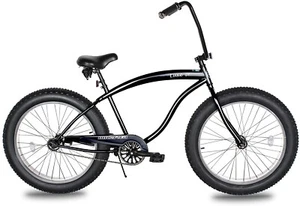 26" Luxe Cruiser Bike Coaster Brake 4” Fat Tire Chrome Rise Handlebar Comfy Seat - Picture 1 of 6