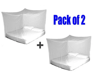 2x TravelMAX Mosquito Nets Double Queen King Size Box Insect Netting Treated - Picture 1 of 1