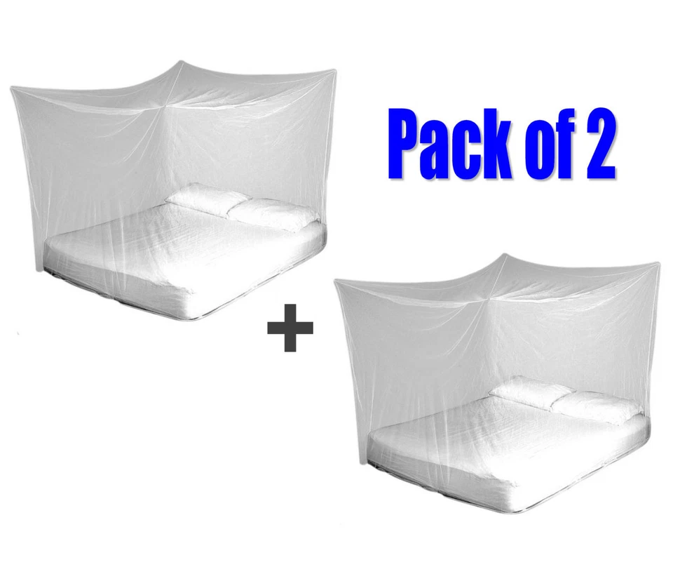 2x TravelMAX Mosquito Nets Double Queen King Size Box Insect Netting Treated - Image 1 of 1