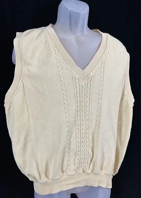 Vintage Sweater Vest Cutter & Buck- Cable Knit, yellow, grandpa, Easter, Large L - Image 1 of 4