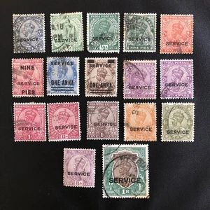 1911-1936- INDIA KING GEORGE V SERVICE STAMP SELECTION-USED - Picture 1 of 6