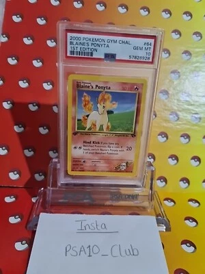 PSA 10 - Pokemon Card - Gym Challenge 64/132 - BLAINE'S PONYTA *1st Ed* GEM MINT - Image 1 of 2