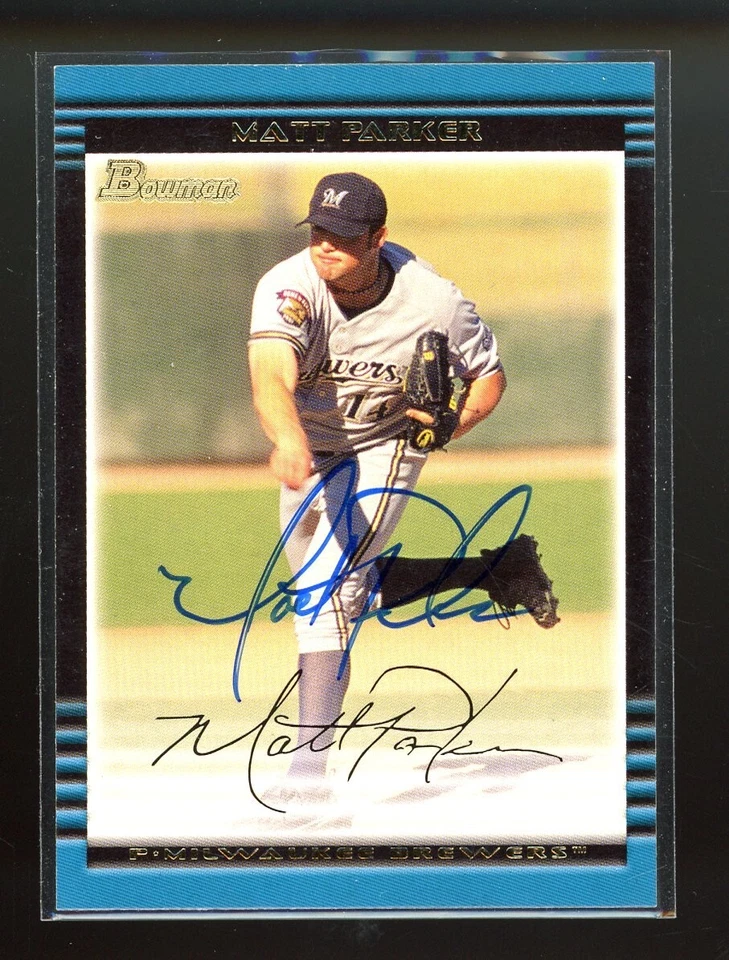 2002 Bowman MATT PARKER Signed Card autograph auto BREWERS MOULTRIE, GA - Image 1 of 1