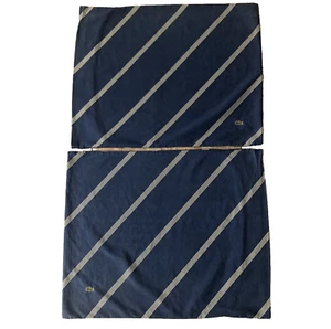 Lacoste Standard Pillow Shams 20x25 Navy White Striped Set of 2 Alligator Cotton - Picture 1 of 14