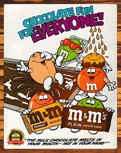 M&M's - Chocolate Fun For Everyone! - 1986 - Rare - Metal Sign 11 x 14 - Picture 1 of 4
