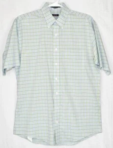 Men's Dress Shirts Short Sleeve Button Down Blue Green - Picture 1 of 12