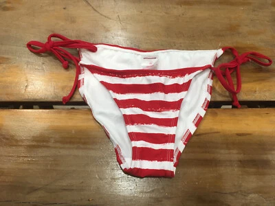 Women’s Xhilaration Red and White Striped Hipster Bikini Bottoms Size XS - Image 1 of 3