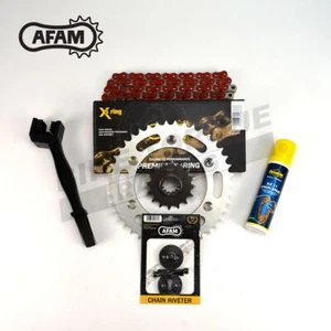 AFAM 520 Pitch Red X-ring Chain & Sprocket Kit fits Kawasaki Z1000 2007-2009 - Picture 1 of 2