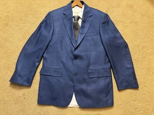 Gianfranco Ruffino Italy 100% Silk Blue Sport Coat Dinner Blazer Suit Jacket 40R - Picture 1 of 11