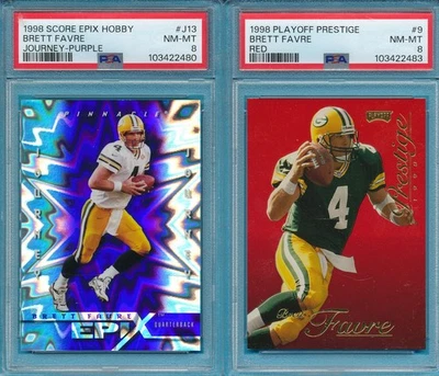 LOTE FAVORITO 2) PSA 8 BRETT HOF 1998 EPIX HOBBY J13 & PRESTIGE #9 CALIFICADO NFL *TPHLC Foto 1 de 4