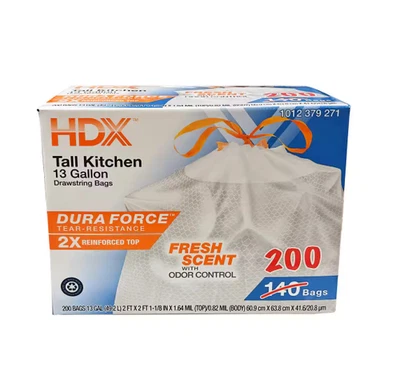 Bolsas de basura de cocina con cordón de 13 galones, aroma fresco, 200 unidades Foto 1 de 4