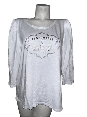 Camiseta TALBOTS Top Para Mujer Talla XL Blanca Abullonada Manga 3/4 ESCENA DE PERFUMERÍA Foto 1 de 4