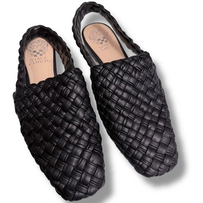 EUC Vince Camuto Lasint Woven Slingback Mules Black Man Made SZ 8.5 US 39 EU - image 1 of 4