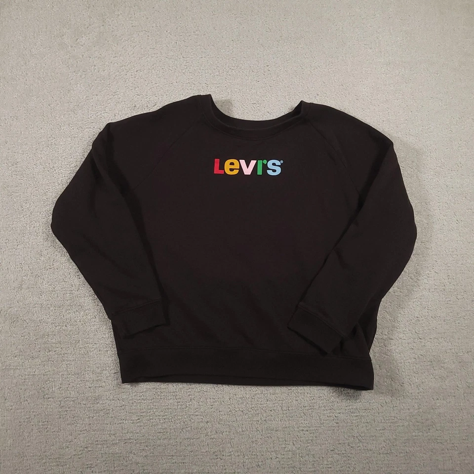 Sudadera Levi's para mujer 1X negra cuello redondo talla grande multicolor logotipo raglán Foto 1 de 4