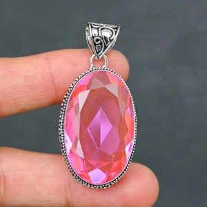 Pink Kunzite Gemstone 925 Sterling Silver Pendant Handmade Fine Jewelry Gift For - Picture 1 of 4