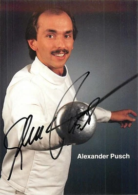 Alexander Pusch Olympiasieger Degen Autogrammkarte 1990 signiert - Bild 1 von 2