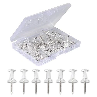 120-Pack Push Pins for Bulletin Board, Thumb Tacks with Clear Plastic 120 pack - Image 1 of 4