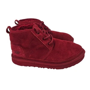 UGG K Neumel II Farbe Rot Wildleder Leder Knöchel Chukka Stiefel Schnürung Herren 6 US - Bild 1 von 12