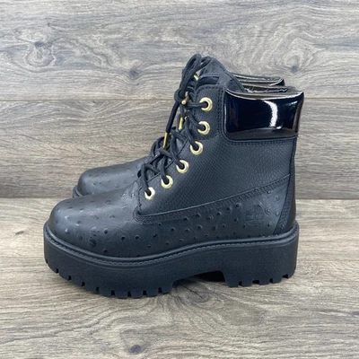 Timberland Stone Street Botas de Combate Impermeables de Cuero para Mujer Talla 7 Negras Foto 1 de 4