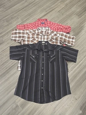 Ely Cattleman Shirt Mens 2XLT Tall Man ShortSleeve Pearl Snap Western Lot Of 3 - Image 1 of 4