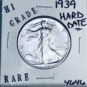 1939 LIBERTY WALKING ARGENTO MEZZO DOLLARO ALTA QUALITÀ U.S. MINT MONETA RARA 4646 - Foto 1 di 3