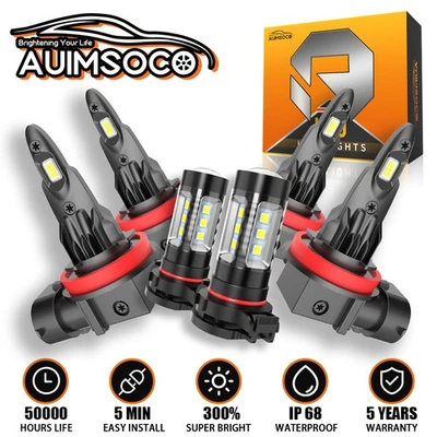 For Volvo S60 2007 2008 2009 6Pcs 6000K LED Headlight+Fog Light Bulbs Kit White - Imagem 1 de 4