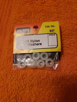 Du-Bro - 8-32 Nylon Flat Washers  - Part 637 - JT25 - Image 1 of 4