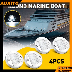 4* White Round Marine LED Boat Courtesy Light Cabin Deck Stern Light Navigatioin - Picture 1 of 18