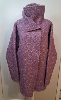 Eileen Fisher Chunky Purple Alpaca Wool Blend Silk Sweater Coat Jacket 2X - Image 1 of 4