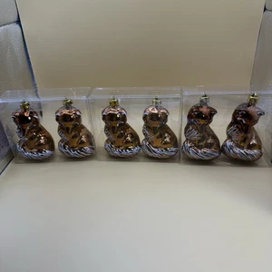Set Of 6 Fox Christmas Ornaments New Plastic  - Picture 1 of 5