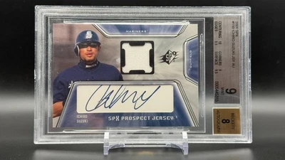 2001 SPx #150 - HOF Ichiro Suzuki RC Jersey Auto Seattle Mariners BGS 9/8 - Imagem 1 de 2