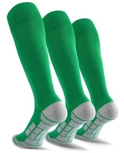  Soccer Socks (1/3/5 pairs) Team Sport Knee High Socks for Large 3-pair Green - Picture 1 of 7