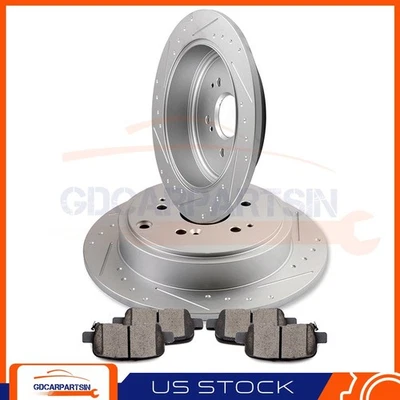 Brake Rear Disc Rotors And Ceramic Pads Slotted For 2001-2006 Acura MDX - Imagem 1 de 4