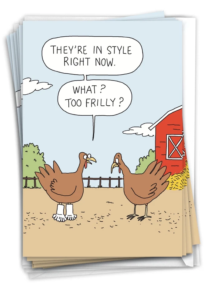 12 divertidas tarjetas de Acción de Gracias con sobres (1 diseño, 12 cada una) - pies con volantes Foto 1 de 4