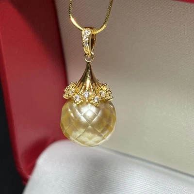 P15 Kiriko 11.9mm Mar del Sur Blanco Perla Colgante CZ Diamante Oro Plata Nuevo - Imagen 1 de 4