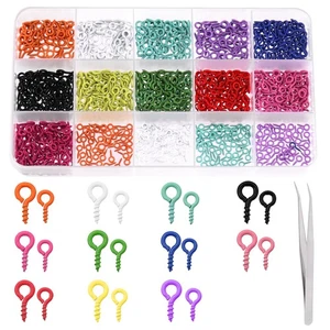 1101Pcs Colorful Mini Screw Eye Pins Kit, 4x8mm/5x10mm Small Metal Eye Screws - Picture 1 of 7